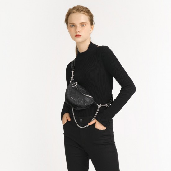 Charles Keith Chain Shoulder Messenger Bag Chest Bag Black Charles Keith Chain Shoulder Messenger Bag Chest Bag Black